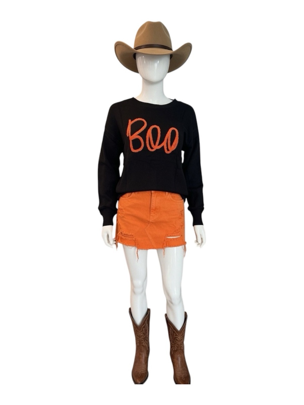 POODIT “BOO” chenille lettering crewneck black sweater S M L XL